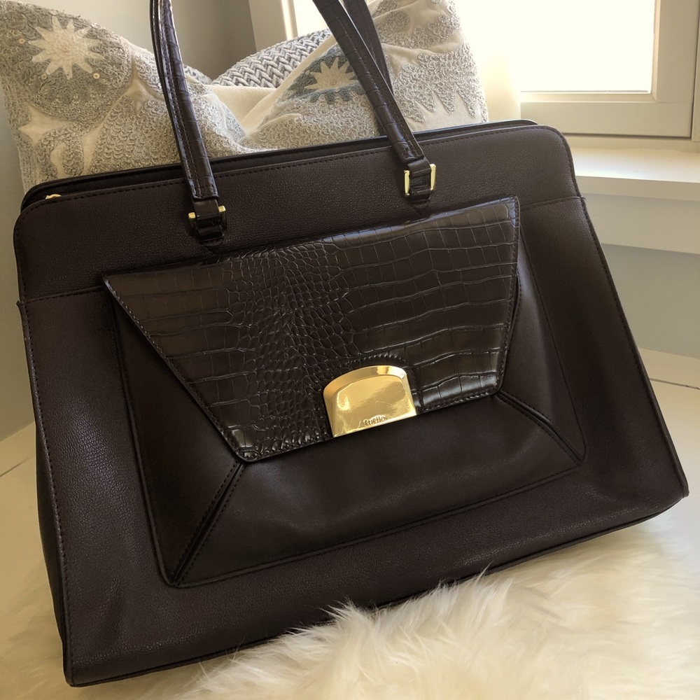 Tutilo vegan leather Tote Laptop bag brown